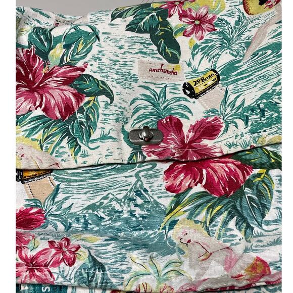 Nicole Miller Vintage Tropical Print Canvas Messenger Bag - Picture 6 of 8